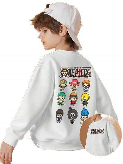 SHEIN BIAŁA BLUZA DZIECIĘCA Z NADRUKIEM ONE PIECE 128-134 1LA