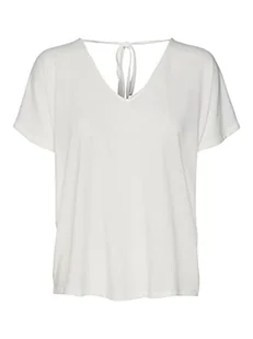 VERO MODA Damska koszulka Vmmarijune Ss Deep V-Neck Top JRS, Snow White, S - Koszulki i topy damskie - miniaturka - grafika 1