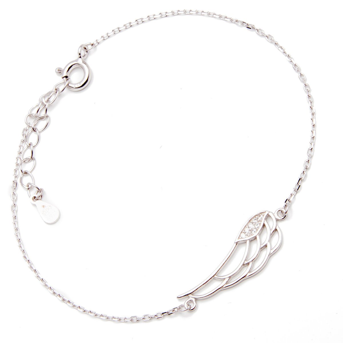 Srebrna Bransoletka skrzydło z cyrkoniami