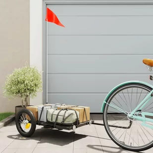 vidaXL Przyczepka rowerowa, czarna, 122x53x28 cm, żelazna - Przyczepki rowerowe - miniaturka - grafika 1