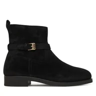Botki damskie - Botki Tommy Hilfiger Th Buckle Riding Suede Bootie FW0FW09047 Czarny - miniaturka - grafika 1