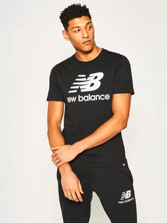 Koszulki męskie - New Balance T-Shirt Essentials Stacked Logo Tee MT01575 Czarny Athletic Fit - grafika 1