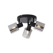 Lampy sufitowe - QAZQA Nowoczesna lampa sufitowa czarna z okrągłymi kloszami ze szkła dymionego, 3-punktowa - Cilin - miniaturka - grafika 1