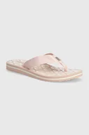 Klapki i japonki damskie - Tommy Hilfiger japonki TH EMBLEM BEACH SANDAL damskie kolor różowy na płaskim obcasie FW0FW07900 - miniaturka - grafika 1