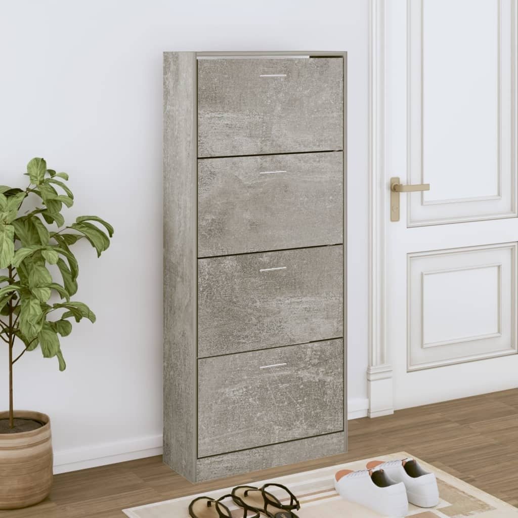 The Living Store Szafka na buty betonowa szara 63x24x147 cm materiał drewnopochodny