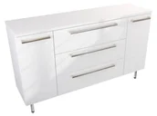 Szafki łazienkowe - Szafka Stojąca Z Blatem ATH 140 cm D - Biały Wysoki Połysk - Uchwyty Stal Szczotkowana - miniaturka - grafika 1