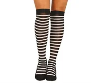 Skarpetki damskie - POŃCZOCHY W PASKI CZARNO BIAŁE - miniaturka - grafika 1