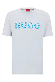 Koszulki męskie - HUGO Męski T-shirt Dulivio U232 z bawełny organicznej z nadrukiem logo 3D, Medium Grey36, S - grafika 1