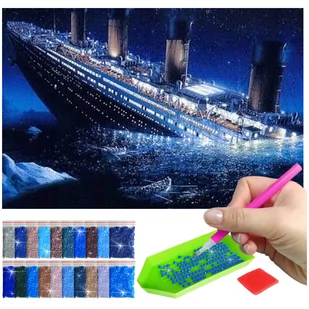 Haft Diamentowy ARTULIO, Obraz DIY 5D, Diamond Painting, Mozaika diamentowa 40x60cm (Tonący Titanic) + zestaw akcesoriów - Malowanie po numerach - miniaturka - grafika 1