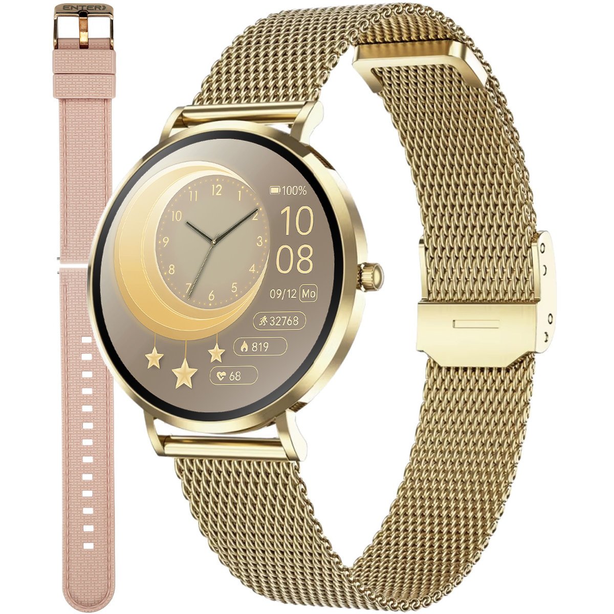 SMARTWATCH DAMSKI ENTER AURA NOWOCZESNY WIELOFUNKCYJNY PASEK + BRANSOLETA