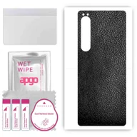 Szkła hartowane na telefon - Folia naklejka skórka strukturalna na TYŁ do Sony Xperia 1 IV -  Skóra Czarna - apgo SKINS - miniaturka - grafika 1