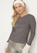Swetry damskie - Ciemnoszary Klasyczny Sweter z Dekoltem w Szpic Felitha - miniaturka - grafika 1