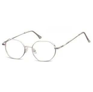 Okulary zerówki sześcioboczne oprawki korekcyjne medium M297A srebrne - Okulary korekcyjne, oprawki, szkła - miniaturka - grafika 1