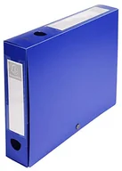Etykiety do drukarek - Exacompta 59632E Pudełko archiwizacyjne z przyciskiem, grzbiet 60 mm, z tworzywa sztucznego PP, 2 etykiety grzbietowe, A4, pudełko zbiorcze na dokumenty i rysunki 1 sztuka kolor niebieski - miniaturka - grafika 1