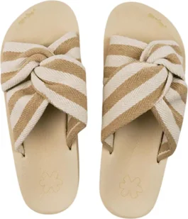Klapki damskie Flip Flop Wedgy Twist lekkie beżowe w paski 39 - Klapki i japonki damskie - miniaturka - grafika 1