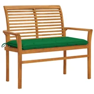 Ławki ogrodowe - vidaXL Ławka ogrodowa z zieloną poduszką, 112 cm, lite drewno tekowe 3062669 - miniaturka - grafika 1