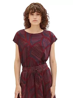 Koszulki i topy damskie - T-shirt damski TOM TAILOR ze wzorem, 32363-Granatowe abstrakcyjne linie, XXL - grafika 1