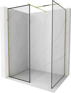 Mexen Kioto ścianka prysznicowa Walk-in 80 x 80 cm, czarny wzór, złota - 800-080-202-50-70-080 - Ścianki i drzwi prysznicowe - miniaturka - grafika 1