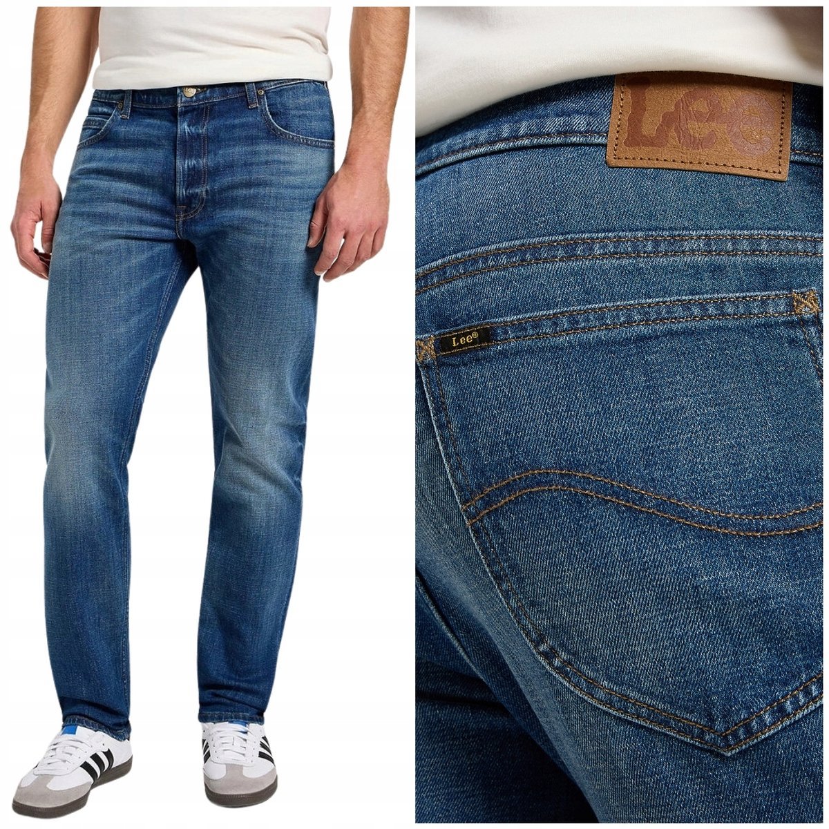Lee RIDER SLIM Baker lekko dopasowane ciemne spodnie jeansowe W34 L30