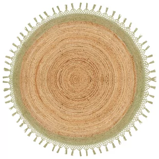 Dywan okrągły z juty ⌀ 140 cm beżowy z zielonym MARTS - Dywany - miniaturka - grafika 1