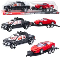 Samochody i pojazdy dla dzieci - Zestaw Samochód Terenowy Czarny Laweta Samochód Czerwony Sportowy 59cm - miniaturka - grafika 1