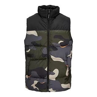 Garnitury - JACK&JONES PLUS Męska kamizelka Jjchili Bodywarmer Ps Down Vest, Czarny/szczegóły: moro, 3XL - grafika 1