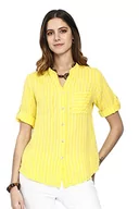 Koszule damskie - Bonateks Koszula damska 100% lniana Made in Italy Żółty/Biała Rozmiar: S, Żółty/Biały, S - miniaturka - grafika 1
