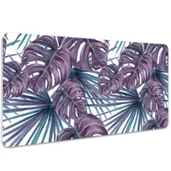 Podkładki na biurko - Podkładka na biurko z nadrukiem Fioletowe liście monstery 100x50 cm - miniaturka - grafika 1