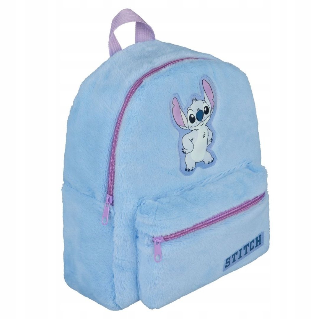 Plecak Pluszowy Stitch Niebieski Miękki Plecaczek z Kieszenią Prezent