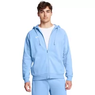 Bluzy sportowe męskie - Męska bluza dresowa rozpinana z kapturem Under Armour UA Rival Fleece FZ Hoodie - niebieska - UNDER ARMOUR - miniaturka - grafika 1