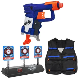 Wyrzutnia Nerf N-Strike Jolt A0707 + Elektroniczna Tarcza 3 cele + Kamizelka Taktyczna - Zabawki militarne - miniaturka - grafika 1