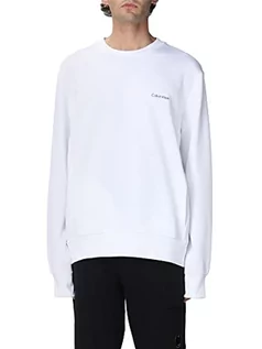 Bluzy męskie - Calvin Klein Męska bluza z mikro logo Repreve Heavy yweight Knits, Jasnobiały, XXL - grafika 1