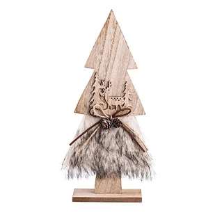 Figurka drewniana, Choinka z futerkiem, 15x6x31 cm - Ozdoby bożonarodzeniowe - miniaturka - grafika 1