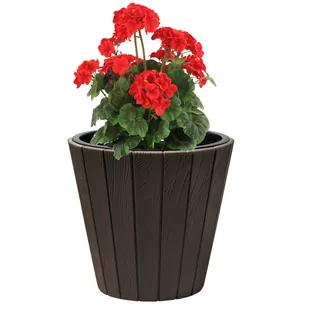 Doniczka okrągła imitacja drewna 21 L brązowy Ø 35 cm - stylowa i wytrzymała dekoracja do domu i ogrodu - Donice - miniaturka - grafika 1