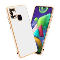 Etui i futerały do telefonów - Pokrowiec Do Samsung Galaxy M31 Etui w Glossy Biały - Złoto TPU Silikonowe Obudowa Case Cover Cadorabo - miniaturka - grafika 1