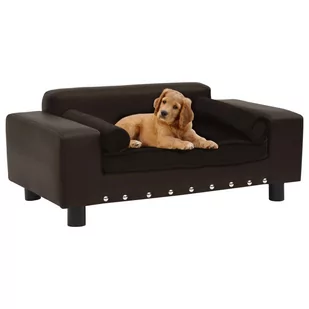 Vidaxl Sofa dla psa, brązowa, 81x43x31 cm, plusz i sztuczna skóra - Legowiska dla psów - miniaturka - grafika 1
