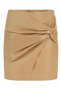 GUESS BEŻOWA MINI SPÓDNICA Z EFEKTEM DRAPOWANIA I ZAMKIEM S GMA - Spódnice - miniaturka - grafika 1