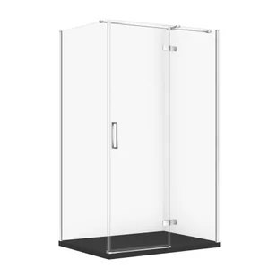 Kabina prysznicowa Cersanit Jota 120x90x195 prostokątna chrom transparentne z brodzikiem tako slim czarny mat S601-420 - Kabiny prysznicowe - miniaturka - grafika 1