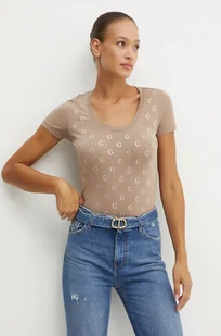 Guess t-shirt EMBELLISH damski kolor beżowy W4BI68 J1314 - Koszulki sportowe damskie - miniaturka - grafika 1