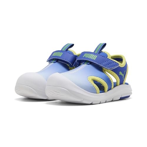 PUMA Unisex Baby Fun Racer Sandał Come ON V INF Slide, Royal Sapphire-Green Fruit-Lemon Beza, 4 UK dziecko, Royal Sapphire Green Fruit Lemon Beza, 20 EU