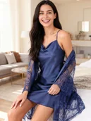 Piżamy damskie - Passion Crownelle - Koszulka z szlafrokiem, Niebieska Wariant/Rozmiar: M DOSTAWA 24h GWRANCJA - miniaturka - grafika 1