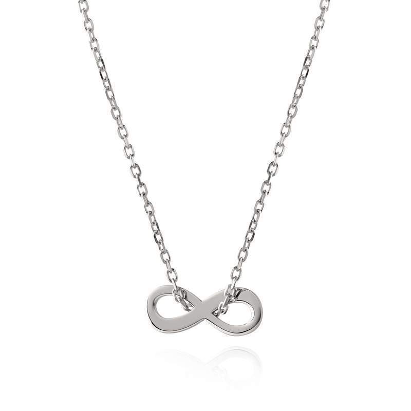Naszyjnik z przewlekaną zawieszką nieskończoności, srebro 925 pokryte platyną