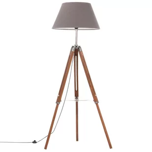 VidaXL Lampa podłogowa na trójnogu, brązowo-szara, tek, 141 cm 288078 - Lampy stojące - miniaturka - grafika 1