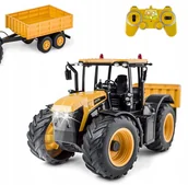 Zabawki zdalnie sterowane - DUŻY TRAKTOR CIĄGNIK JCB Z PRZYCZEPĄ ZDALNIE STEROWANY PILOT RC LED PREZENT - miniaturka - grafika 1