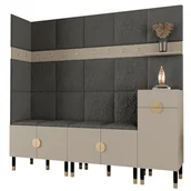 Meble do przedpokoju - Garderoba komoda szafka na buty z panelami tapicerowanym i wieszakami PALERMO 9 czarny kaszmir - miniaturka - grafika 1