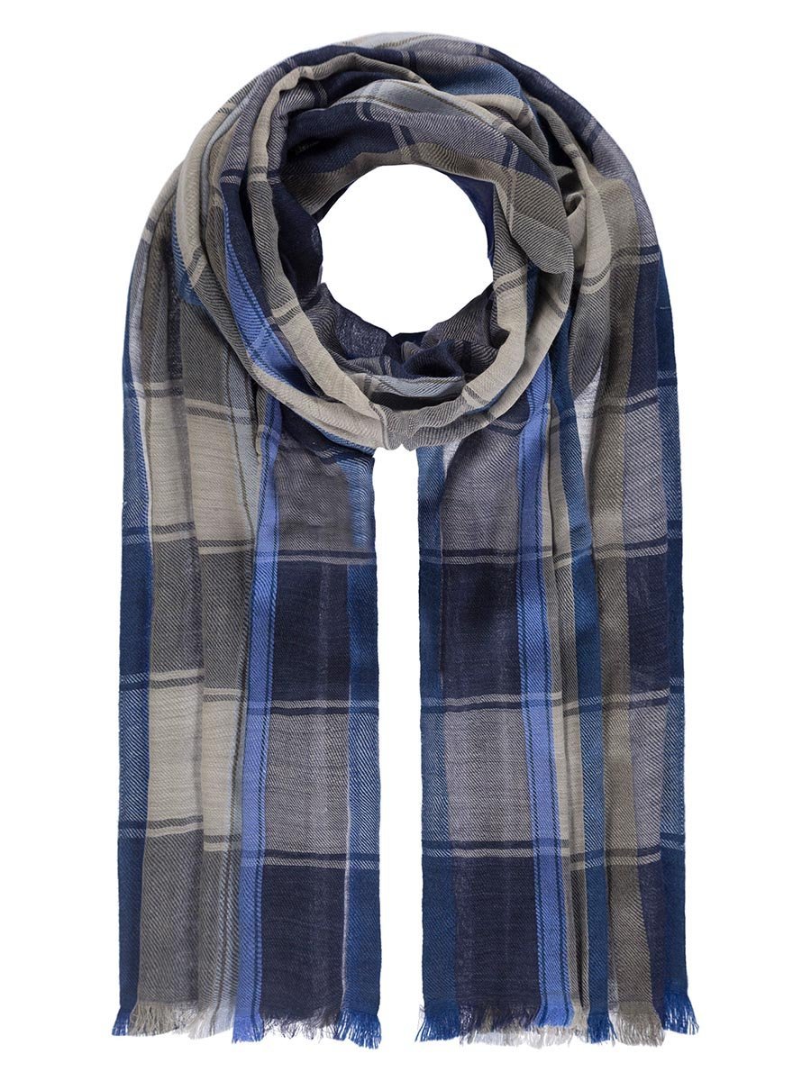 Szalik w kratkę z niebieskimi paskami Passigatti