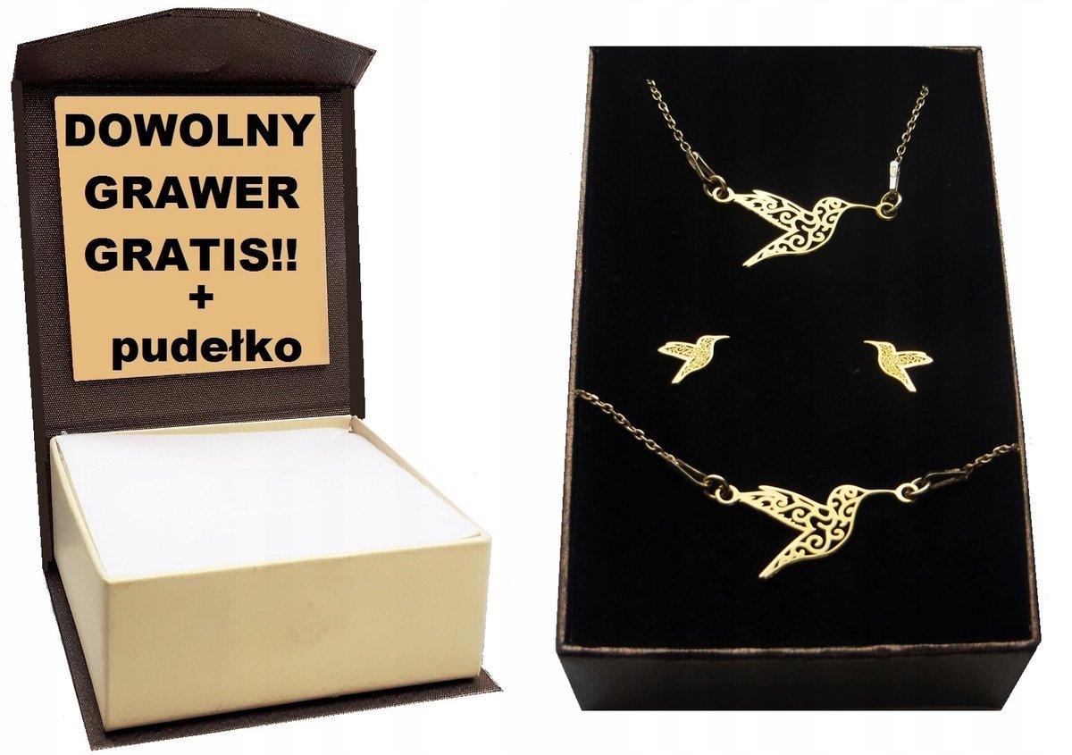 Komplet koliber ażurowy + grawer Komunia srebro925