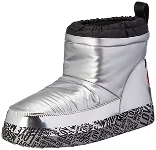 Botki damskie - Love Moschino Damskie sztyblety St.tod.skiboot20 z nylonu laminowanego, srebrne/czarne, 35 EU - grafika 1