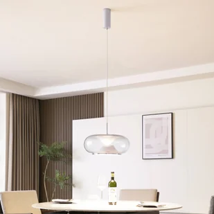 Lampa wisząca Lucande LED Orasa, szkło, biały/przezroczysty, Ø 43 cm - Lampy sufitowe - miniaturka - grafika 1