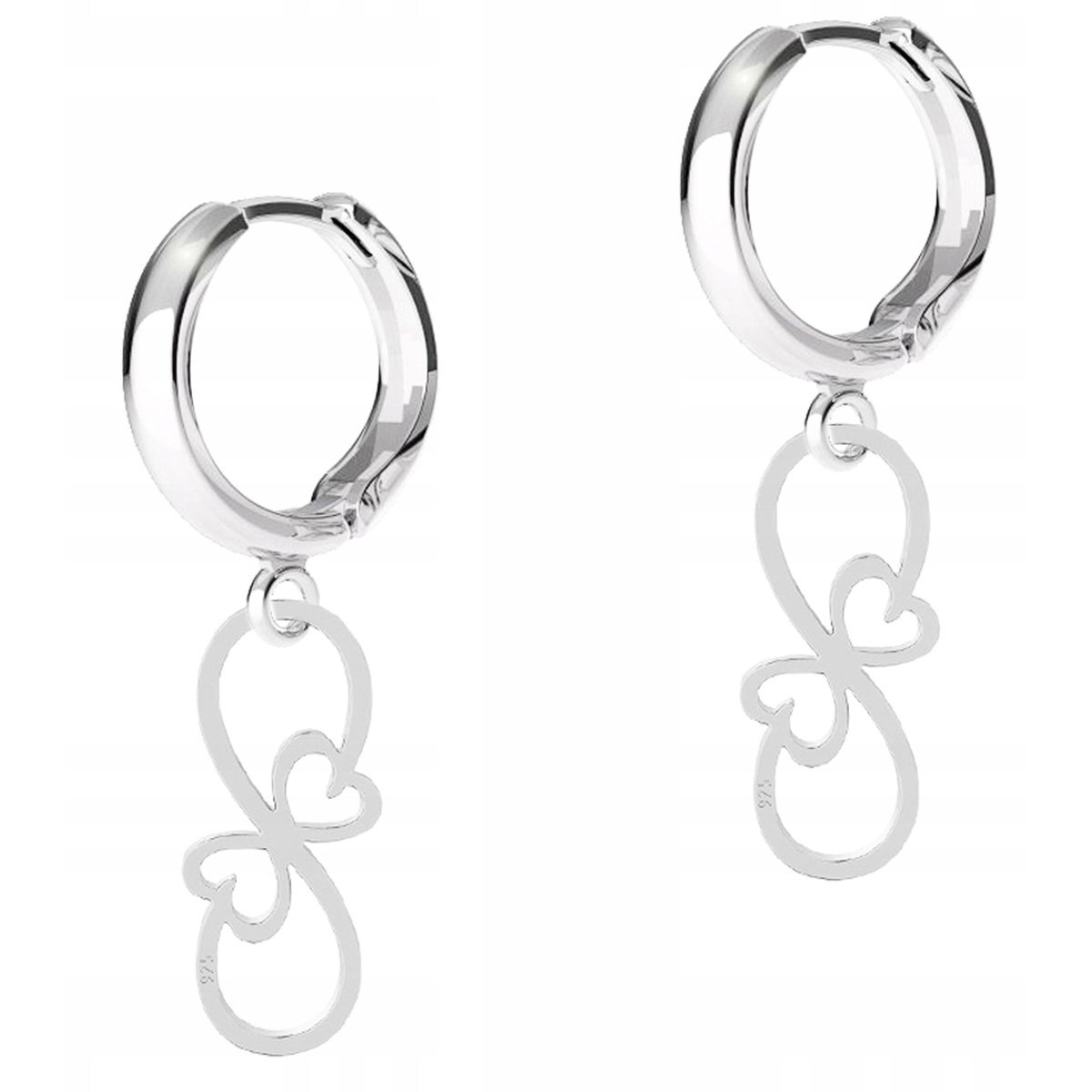 Kolczyki Srebrne Infinity Serca z Nieskończonością Serduszka SREBRO 925